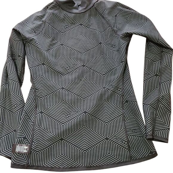 Under Armour Coldgear Top For Women Size Large Fitted Black Color  Mock Neck - Picture 3 of 9